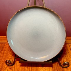 Over & Back Yes Let’s Set Of 3 Dinner Plates 10.5” Gray Stoneware Speckled