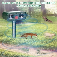 Outdoor Solar Animal Repeller Ultrasonic Pest Repellent for Dogs, Cats Squirrels