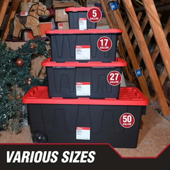 Hyper Tough 27 Gallon Snap Lid Plastic Storage Bin Container pack of 2 Free Ship