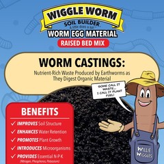 WIGGLE WORM Soil Builder Worm Egg Material Raised Bed Mix, 40 Pound Bag