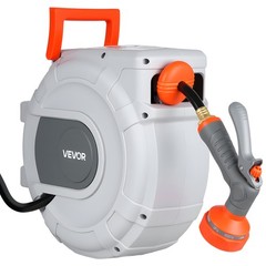 VEVOR Retractable Garden Hose Reel 1/2 in x 50 ft Wall Mount 9-Function Nozzle