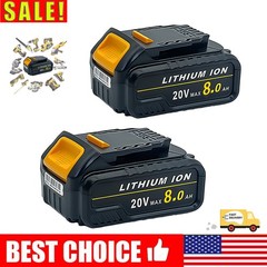 2-Pack 20V 8.0Ah Rechargeable Lithium-Ion Batteries Compatible with Dewalt（SALE）