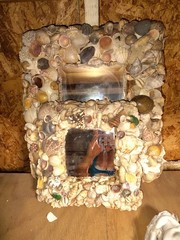 Handmade Shell Framed Square Multicolor Accent Mirrors Set Less Than 10in Each