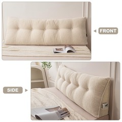 Twin/Queen/King Teddy Fleece Wedge Headboard Pillow w/ High Resilience Filling