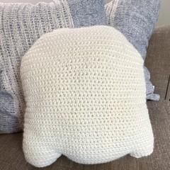 Crochet Ghost Halloween Decorative Throw Pillow for Adults Kids Teens, White
