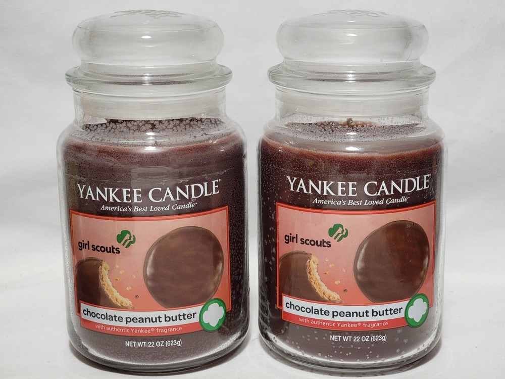 NEW 2 X Yankee Candle 22 oz Girl Scouts Chocolate Peanut Butter Cookie Candles