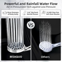 HammerHead Showers® Solid Metal Handheld Shower Head 2.5 GPM, Brushed Nickel