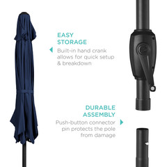 7.5 Ft Heavy-Duty Outdoor Market Patio Umbrella W/ Push Button Tilt, Easy Crank