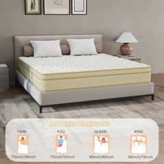 12″14″ Gel Memory Foam Mattress Hybrid Spring Twin Full Queen King Size In a Box