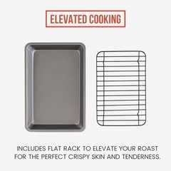 Durable 450°F Heat Safe Mini Roasting Pan with Rack – Easy Cleanup, Perfect Size