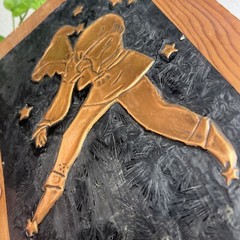 Scandinavian Tradition (Julenisse/Tomte) Elf Like Santa Copper in Wood Wall Art
