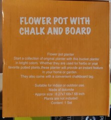  Flower pot 8.27 in. H x 7.68 in. Dia. Green Ceramic Chalkboard Bucket Planter