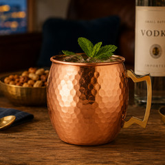 100% Handmade 16oz Solid Copper Mule Mug – Barrel Shaped Mug (Set of 2)