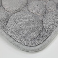 3PC Non Slip Memory Foam Bathroom Rug Set Pebble Stone Bath Mats US