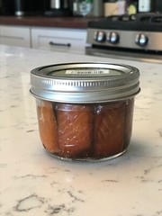 Smoked salmon wild Alaska sockeye 6.5 ounce jar packed by hand in Juneau Alaska