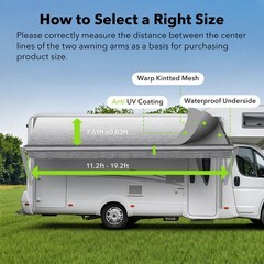 HBN RV Awning Fabric Replacement, Multiple Fabric Length for Awning, Heavy-Duty