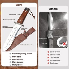 SHALL Hori Hori Garden Knife,7” Stainless Steel Blade,Digging,Weeding, Planting