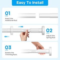 Tension Curtain Rod，40-166IN(3.33-13.83Ft) One-Click Fast Extension Rod Easy …