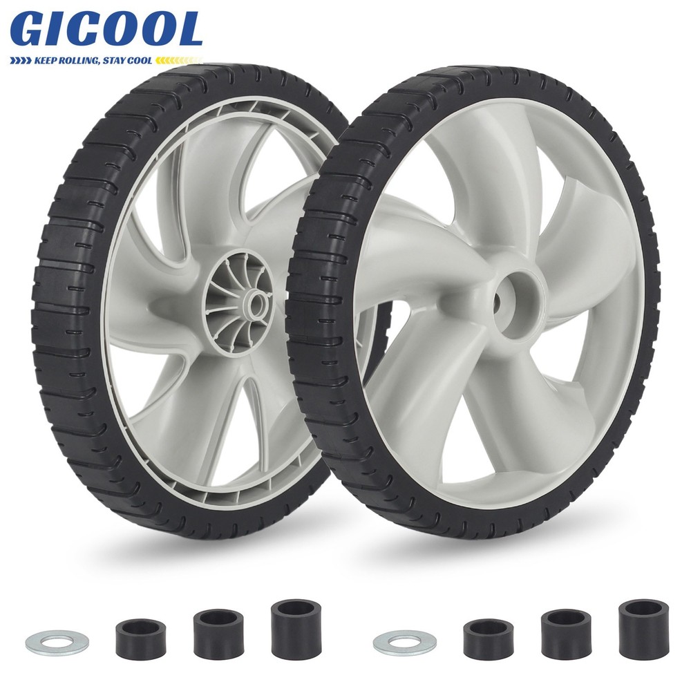 2 Set 12×1.75″ Plastic Rear Lawn Mower Wheels for Arnold 490-324-0002, 1/2″ Bore