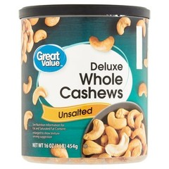(USA) Great Value Deluxe Whole Cashews, Unsalted, 16 oz – Fast Shipping