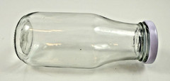 10 oz. Glass Milk Bottles Reusable with Lids and Red & White Straws Lot of 6