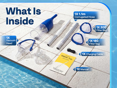 Cordless Pool Vacuum Cleaner 13.2GPM Handheld Rechargeable for Pools & Spas Blue