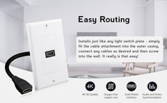 2-Pack 1-Port HDMI Wall Plate in White (4K UHD, ARC, and Ethernet Pass-Thru Supp