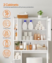 HOOBRO Over The Toilet Storage Cabinet Farmhouse Bathroom Storage Organizer