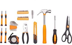 CARTMAN 39 Piece Tool Set General Household Hand Kit with Plastic Toolbox Orange