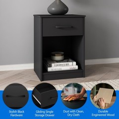 Mainstays Ardent Nightstand with 1 Drawer, Black