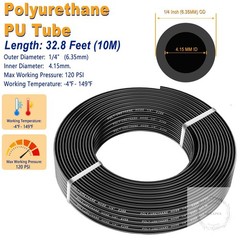 Air Line Tubing Kit,1/4″ Air Hose,1/4″ (6.35MM) OD 32.8FT Polyurethane PU Air