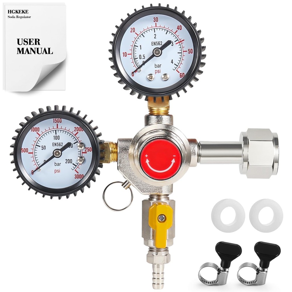 CO2 Regulator Draft Beer Regulator 60PSI Output Pressure Dual Stages Kegerato…