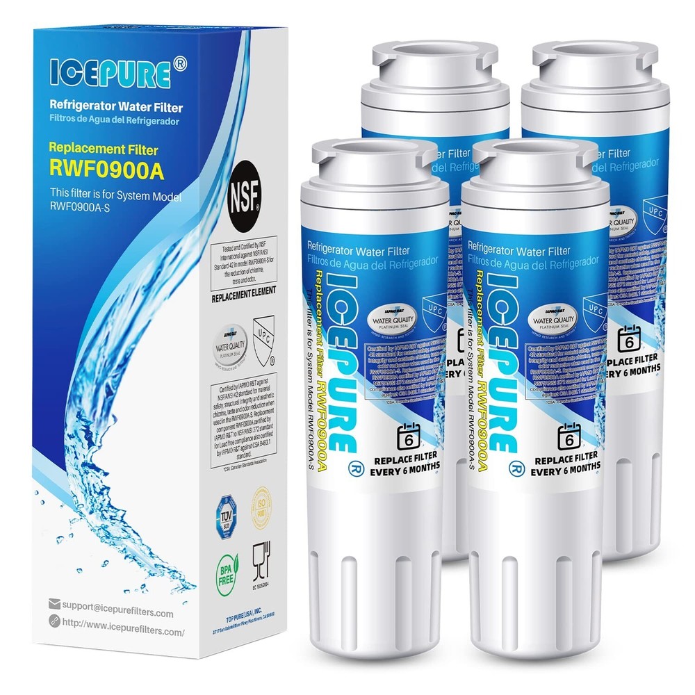 ICEPURE RWF0900A Fit For WRX735SDHZ Filter4 WRF555SDFZ09 9006 Water Filter 4Pack