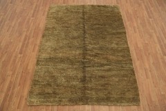 6×8 Hand-Knotted Jute Contemporary Modern Area Rug in Solid Brownish Gold