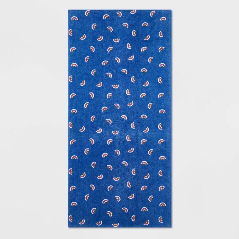 Sun Squad Rainbow Beach Towel in Blue, 28″ X 58″