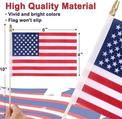 12 Pack Small American Flags – 4×6 Inch Mini USA Hand Held Stick Flag with Sa…