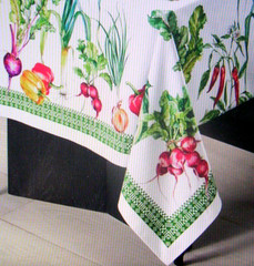 WILLIAMS SONOMA GARDEN VEGETABLE TABLECLOTH 100% COTTON 70X108 INCHES NEW W/TAGS