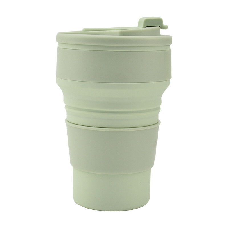 Silicone Folding Cup Collapsible Mug Portable with Cover Coffee Travel Outdoors