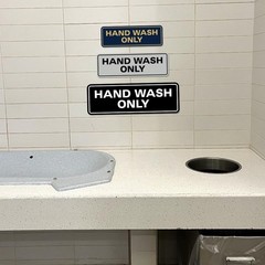 10 Pack Standard Hand Wash Only Sign for Kitchen Sink – Easy Install Silver Wall