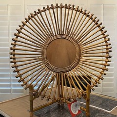 NWT Unique Handmade Bamboo Sun Decorative Art 24.25” In Diameter w/Bamboo Stand