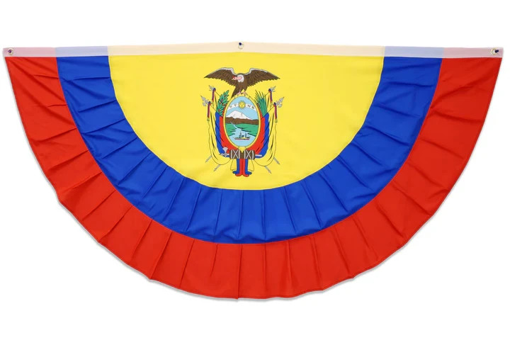 Ecuador 3x6ft Pleated Bunting Flag Ecuador Bunting Half Circle Flag