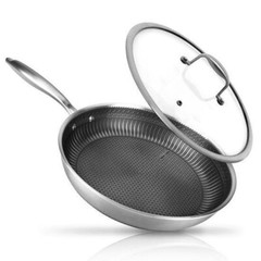 NutriChef Non-Stick Frying Pan w/Lid – 500°F Heat Resistant, PFOA/PFOS FREE