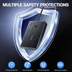 Power Strip Surge Protector with 16 Outlets 3 USB A and 3 USB C Ports Flat Plug