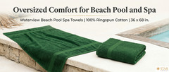 2 Piece – Hotel & Spa Pool Beach Towels 100% Ring Spun Cotton Kashmir Green