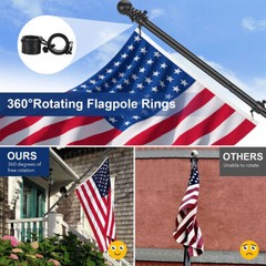 Flag Pole Kit 6Ft Flag Pole House Porch Black Holder Wall Mounting Bracket New