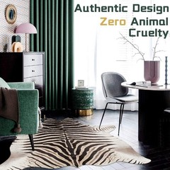 Zebra Print Area Rug Faux Skin Cowhide Animal Design Mat Faux Suede Indoor Floor