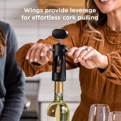 Rabbit Premium Wine Wing Corkscrew Opener 2.36 x 1.97 x 7.68 IN, Black