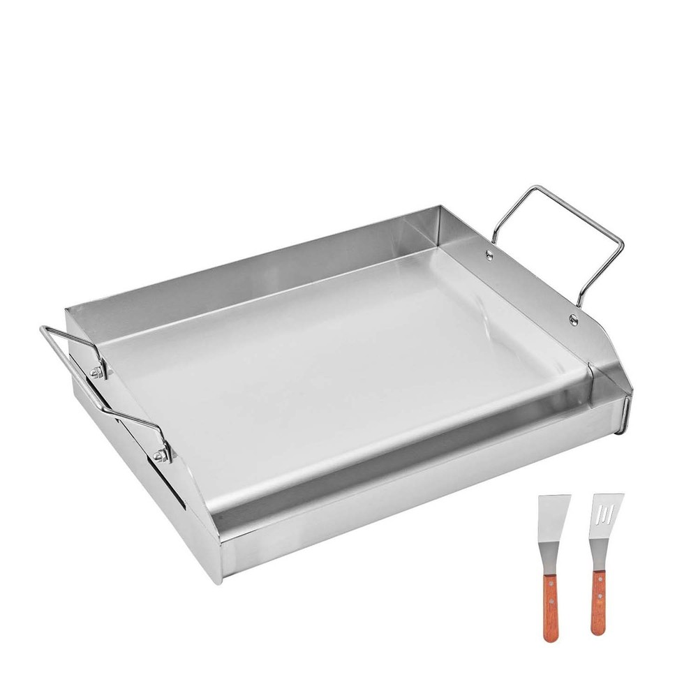 17×13 in Flat Top Griddle Stainless Steel Universal BBQ Grill Pan Cookware