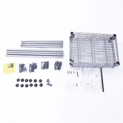 New Practical Modern Rectangle Carbon Steel Metal 4-Shelf Storage Rack Silver