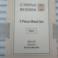 3 Piece Twin Size Bed Sheet Set Pin Stripe Pattern Ultra Soft Easy Care